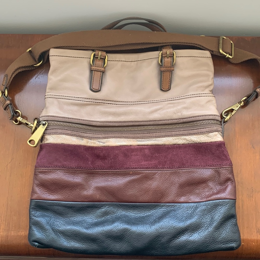 Fossil tote, leather & suede